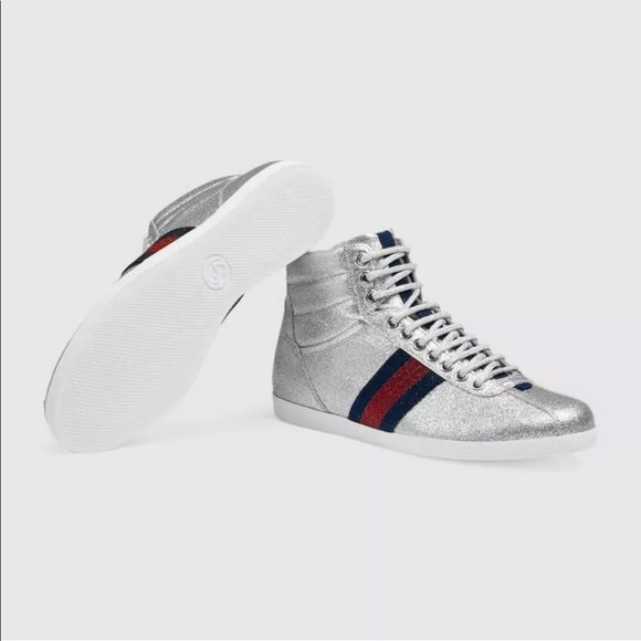 gucci silver high top sneakers